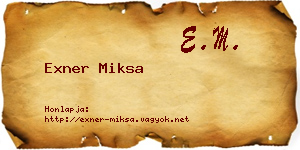 Exner Miksa névjegykártya